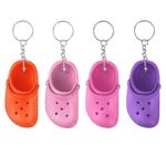 Tyrzol 4 PCS Mini Shoe Keychain Keychain Accessories Funny Backpack Pendant Keychain Shoes Shaped Pendant Keychain Multi Color Key Buckle for Birthday Gifts Party(Purple+Orange+Pink+Peach Red