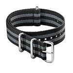 Archer Watch Straps - Classic Nylon NATO Straps | Choice of Color and Size (Black/Gray, 20mm)