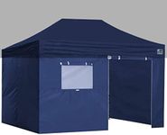 Eurmax USA Full Zippered Walls for 10 x 15 Easy Pop Up Canopy Tent,Enclosure Sidewall Kit with Roller Up Mesh Window and Door 4 Walls ONLY,NOT Including Frame and Top（Navy Blue）