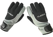 FLADEN Fishing - Full Fingered Black & Grey Neoprene Gloves Thinsulate Fleece lined and Secure Wrist Band Hook and Loop Fasteners - For Fishing and Working in Cold Damp Wet Conditions (M - Medium)