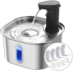 Wireless Cat Water Fountain Stainless Steel 304 + 4 Filters 108oz 3.2L 5000mah Rechargeable Battery Operated Cat Water Fountain Cordless, Automatic Pet Dispenser with Motion Sensor for Cats Dogs