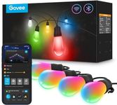 Govee Outdoor LED String Lights, 30m RGBIC WiFi Garden Lights Dimmable Warm White LED Bulbs, IP65 Waterproof Smart APP Control String Lights, Work with Alexa for Backyard, Party