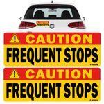 TOTOMO Red Caution This Vehicle Makes Frequent Stops Magnet 10"X3.5" Reflective Magnetic Safety Warning Sign Sticker for Carrier delivery Car Amazon Flex Driver (2 Pack)