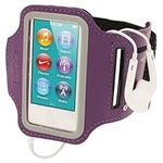 iGadgitz U2135 Reflective Anti-Slip Neoprene Sports Gym Jogging Armband Compatible with Apple iPod Nano 7th Gen 16GB - Purple