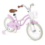 HONEY JOY Kids Bike, 16 Inch Purple Toddler Bikes w/Training Wheels, Handbrake & Coaster Brake, Fully Enclosed Chain, Adjustable Handlebar & Seat, Kids Bicycle w/Basket, Girls Boys Bike 3-8