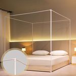 Beyeutao Bed Canopy Frame Super King White Four Poster Bed Frame Four Poster Bed Curtains Frame 4 Poster Mosquito Net Frame for Bed Play Tent Frame Outdoor or Indoor.