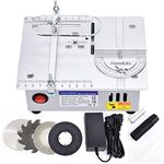 NovelLife Mini Hobby Table Saw Handmade Woodworking Bench Saw DIY Model Crafts Cutting Tool with Power Supply 63mm HSS Circular Saw Blade (R2)