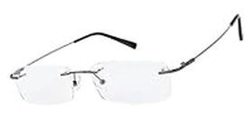 Agstum Blue Light Blocking Glasses - Flexible Rimless Titanium Alloy Prescription Eyeglasses Frames Clear Lens (Gunmetal)