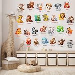 Animal Alphabet Wall Stickers, Learning ABC Letter Wall Decals Peel and Stick Removable Educational Art Murals for Kids Girls Boys Baby Nursery Bedroom Living Room Classroom Playroom Home Decor