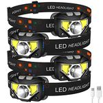 LHKNL Headlamp Flashlight, 4-Pack 1200 Lumen Ultra-Light Bright LED Rechargeable Headlight with White Red Light, Waterproof Motion Sensor Head Lamp, 8 Modes for Outdoor Camping Running Fishing