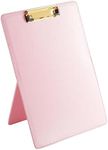 Paper Junkie Pink Standing Clipboard, PU Leather Foldable Stand and Document Holder for Office, Letters, Legal Documents (9 x 13 in)