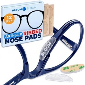 Ribbed Anti-Slip Nose Pads for Glasses, 50-Ridge Sweat-Channel Silicone Grips with 3M Adhesive, Ultra-Thin 0.04 in Stick-On Pads for Plastic Frames, Clear, 6 Pairs