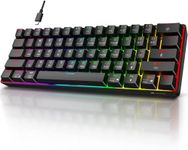 KOORUI Gaming Keyboards, 60% Hot Swappable Mechanical Keyboard 26 RGB Backlit Wired Compact Layout 61 Keys with Blue Switch Keyboards for Windows MacOS Linux