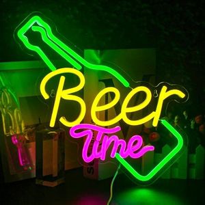 Looklight Beer Time Neon Sign Bar Neon Light Sign Yellow LED Light Advertising for Wall Decoration USB Beer Neon Light for Bar Club Gaming Room Home Wedding Birthday Party Decor Sign Gift