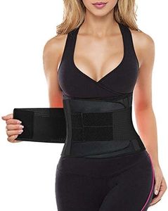 YIANNA Women Waist Trainer Belt - Slimming Sauna Waist Trimmer Belly Band Sweat Sports Girdle Belt, Womens, U37G-3-Flag-XS, Black 5, Small