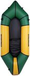 WONITAGO TPU Packraft Portable and Lightweight with Soft Seat, Inflatable Travel Kayaks for Flat Water Rafting/Bicycle Drifting/Litewater Dinghy, 235cm, Green/Yellow