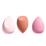 XMOSNZ Makeup Sponge Sets 3pcs Foundation Blending Sponge Latex Free and Vegan Makeup Sponges Eponge Maquillage with a Storage Case (3PCS, Pink)