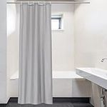 Beneyhome Grey Fabric Stall Shower Curtain 36x72 Inches Long, Small Soft Light Half Sized Cloth Bathroom Curtain with Hooks, Hotel Quality Narrow RV Shower Liner, Machine Washable, Water Repellent