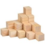 TIMESETL 30 Pieces Unfinished Smooth Wooden Cubes 3 x 3 x 3cm DIY Wooden Square Natural Decoration Pine Square Blocks, Perfect for Stamps, Numbers, Arts and Crafts