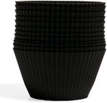 The Silicone Kitchen Reusable Silicone Baking Cup, Non-Toxic, BPA Free, Dishwasher Safe Jumbo, Pack of 12, Matte Black