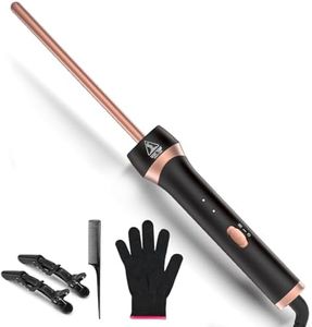 3/8 Inch Small Curling Wand, Ceramic Mini Curling Iron with Adjustable Temperature & Heat Resistant Glove Fast Heating 9mm Tiny Barrel for Tight Curls, Spiral Waves on Short or Long Hair (Rose Gold)