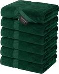 Canadian Linen Imperial Economy 6 Pack Hunter Green Hand Towels for Bathroom 16"x27" inches 100% Terry Cotton Thin Towels Lightweight Quick Dry Towel for Gym, Shower, Hotel, Bath and Spa