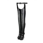 Emfnzd Women's thigh-high boots tassels rhinestone Belt Boots Over knee High heels High boots Party gender-neutral waterproof shoes plus size, Black, 8