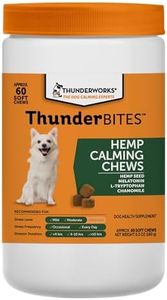 ThunderWunders Hemp Dog Calming Chews | Vet Recommended for Situational Anxiety | Fireworks, Thunderstorms, Travel & More | Made with Hemp Seed, Thiamine, L-Tryptophan, Melatonin & Ginger (60 Count)
