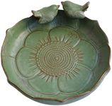 Light Green Ceramic Wild Bird Bath Bowl or Feeder for Outdoor Garden, Bowl Only