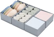 FLYNGO Non-Woven Foldable Drawer Organizer Clothes Organiser For Wardrobe, Closet Cubes Storage Box Socks, Bra, Tie, And Scarves, Set Of 4 (Greyclothing)