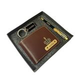 Giftorious Customised Wallet Pen Keychain Gifting Hamper Set for Men with Name (Dark Brown), Personalized Purse Combo Boys | Unique Gift for Father, Brother, Husband, Boyfriend | Birthday