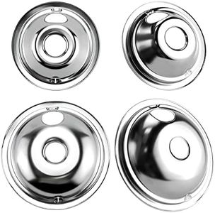 4 Pack GE GE68C Chrome Drip Pans 2 x 6" and 2 x 8" Burner Drip Pan Bowls by PANDEELS- Fit for GE and Hot-point Electric Ranges