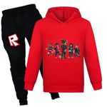 Boy Girl Hoodies Game Cartoon Long Sleeve Hooded Clothes Set For Kids (red, 6-7 Years)