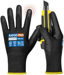 KAYGO Cut Resistant Gloves PU Coated, 12 Pairs Safety Work Gloves with full fingers Touchscreen, ANSI Cut Level A2, for Men and Women, Ideal for General Duty Work KG11P, Black,L
