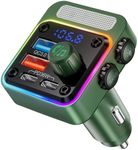 Nulaxy 54W Bluetooth 5.3 Car Adapter with 4 Charging Ports [PD 36W & QC3.0 18W], Wireless Radio FM Transmitter with Deep Bass Player & 5 Colors LED Backlit, Hands-Free Calling - NX16 Green