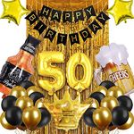 Party Propz 50th birthday decorations 33pcs 50th Number, Crown, Star Foil Balloons & Metallic Balloon Combo Set Kit - 50th birthday party decorations/ 50 Balloon Number For Men Women