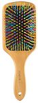 ROZIA Pro Natural Bamboo Hair Brush, Natural Rainbow Bamboo Paddle Hair Brush with Colorful Nylon Pins, Anti Static Detangling Hair Brush for Woman, Girls and Kids, for All Hair Type (S-Curve Bristles)