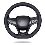 Lifetooler Steering Wheel Covers Type D Universal PU Leather Breathable Anti-slip D Shape Car Wheel Cover Flat Bottom Car Steering Wheel Protector for Men Women 38cm(15") (black)