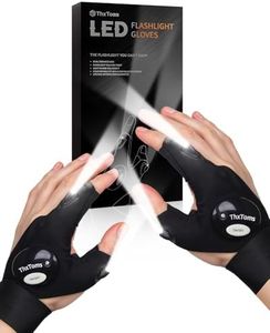 ThxToms LED Flashlight Gloves,Valentines Day Gifts for Him Men Boyfriend Husband, Mens Gifts for Fathers Day Christmas Birthday, Cool Gadgets Tools for Fishing,Repairing Camping, 1 Pair Black