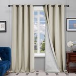 Deconovo Room Darkening Blackout Curtains Grommets Thermal Insulated Sunlight Blocking Drapery Panels with Silver Coating for Kids Room 52W x 84L inch Light Beige 2 Panels