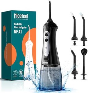 Nicefeel Water Dental Flosser Teeth Pick - Fast Charge Cordless Teeth Cleaner, 3 Modes Portable Oral Irrigator, IPX7 Waterproof Electric Water Dental Flosser for Tonsil Stone, 300ML Tank, Home Travel