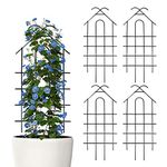 ARIFARO 32'' Metal Garden Trellis for Climbing Plants, Indoor/Outdoor Sturdy Plant Trellis for Potted Plants,House Plants, Climbing Vines, Pack of 4, Black