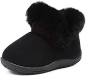 KEESKY Boots for Baby Boys Black Suede Fur Lined Warm Winter Shoes Size 6 M Toddler