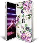 JAHOLAN iPhone SE 2022/2020 Case, iPhone 7 8 Case Clear Flowers for Girls Women Shockproof Hard Back Cover Phone Case for iPhone 7/8/6/6S/SE 2020 2022 - Blossom Purple