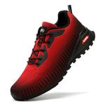 Kricely Trail Running Shoes Mens Breathable Lightweight Trainers Non-Slip Low Rise Walking Shoes（Red 9.5）