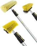 DOCA Floor Scrub Brush with Long Handle - 5-12 Ft Extension Pole (18+ Ft Reach) - Outdoor Broom - Car Wash Brush with Long Handle Also for House Siding, Deck, Patio & More