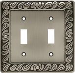 Franklin Brass 64039 Paisley Double Toggle Switch Wall Plate/Switch Plate/Cover, Brushed Satin Pewter