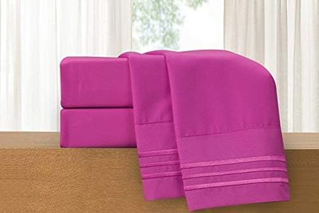 Elegant Comfort Luxury 4-Piece Bed Sheet Set - Luxury Bedding 1500 Premium Hotel Quality Microfiber, Wrinkle Resistant Cool & Breathable, Easy Elastic Fitted, Queen, Hot Pink