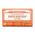 Dr. Bronner’s - Pure-Castile Bar Soap (Tea Tree, 140g) - Made with Organic Oils, For Face, Body, Hair and Dandruff, Gentle on Acne-Prone Skin, Biodegradable, Vegan, Non-GMO