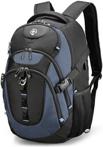 Swissdigital Design Large Business Laptop Backpack with Smart USB Charging Port Travel Backpack Fits 15.6 inches Laptops, College Backpack for Men Women,Haze Blue/Black | SD803